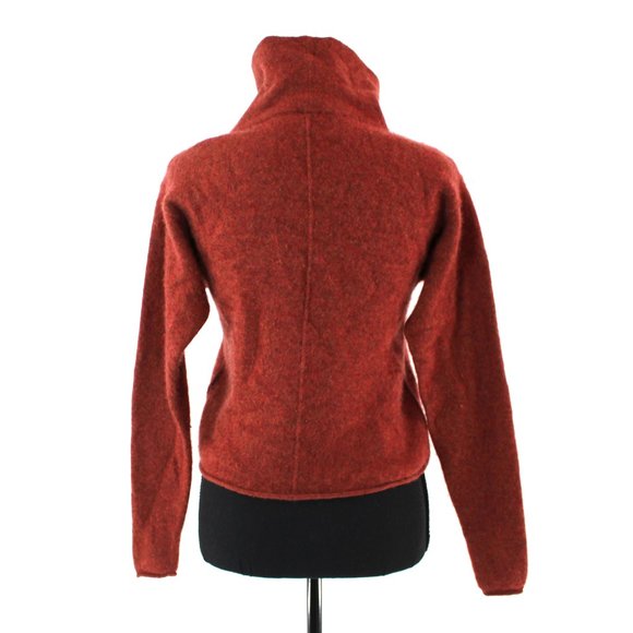 Free People Cashmere Rust Red Mock Turtleneck Rolled Edge Sweater XS Pullover - Picture 5 of 7